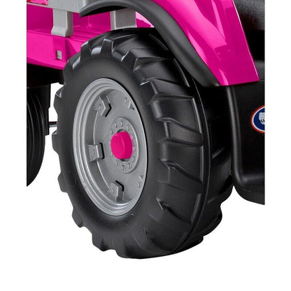 Peg Perego 12V Case IH Magnum Tractor with Trailer Electric Ride-On - Rose