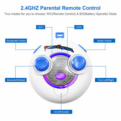 6V Kids Ride On Car with RC Remote Control and LED Lights - Perfect Christmas Gift!