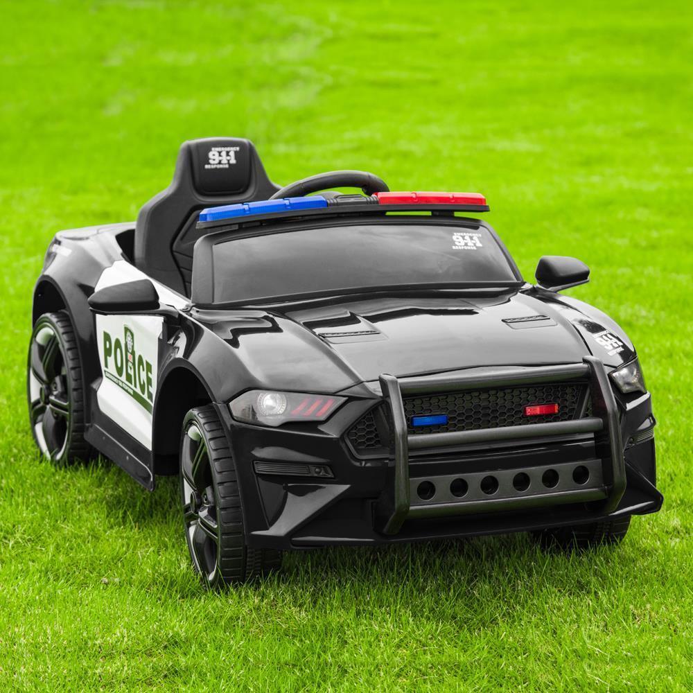 Highway Patrol Police Ride On Car Toy with Remote Control for Kids - Black