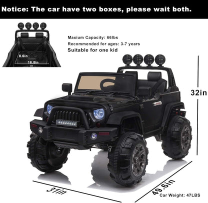 12V Electric Ride-On Pickup Truck for Kids with 3 Speeds and Remote Control