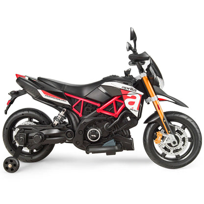 Aprilia 12V Kids Ride-On Motor Bike with Training Wheels - Officially Licensed Motorcycle Toy
