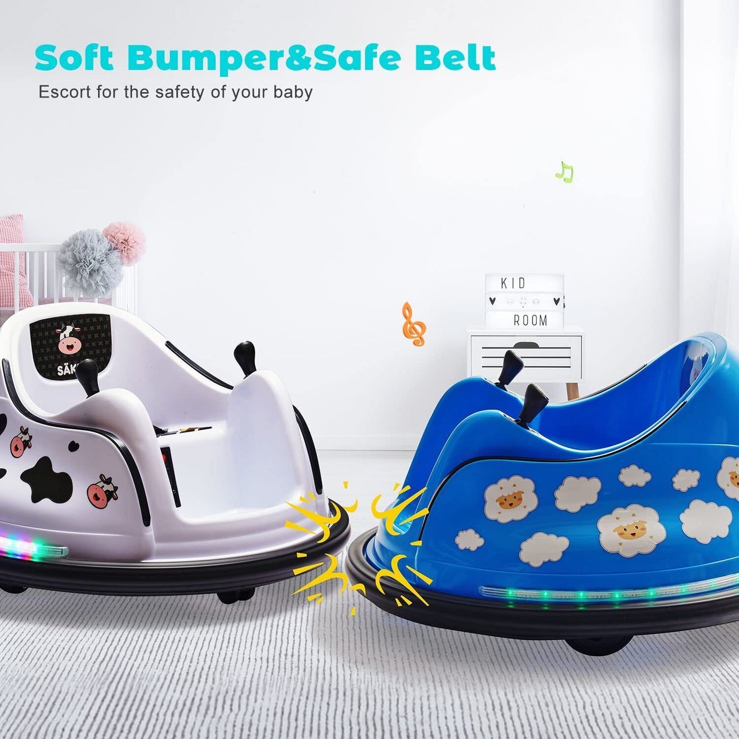 Flashing Lights Music Stickers for Electric Bumper Cars - SÄKEE Remote Control