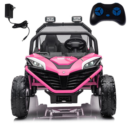 24V Kids 2-Seater Ride-On UTV Truck with 300W Motor, Remote Control, and EVA Tires - Pink
