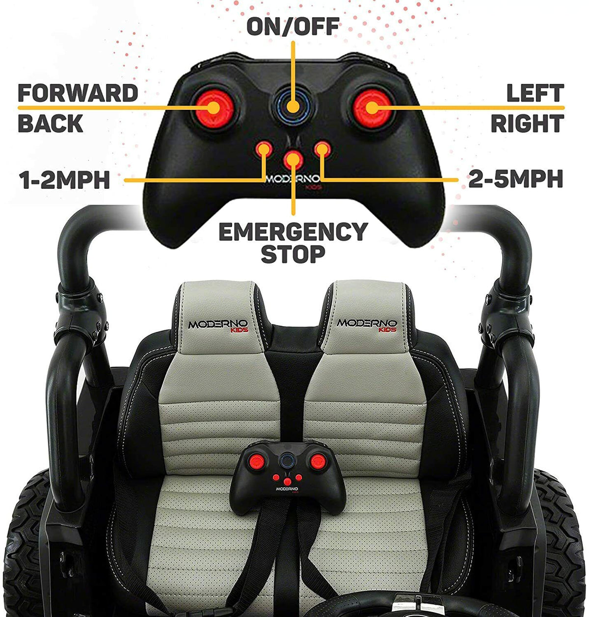 24V Dual-Seater Children's Ride-On Fire Truck Jeep, 2 Strong Motors, Rubber Wheels + Remote Control