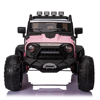 24V Electric Ride-On Truck for Kids with Remote Control, MP3 Player, LED Lights, and 3 Speeds - Seats 2