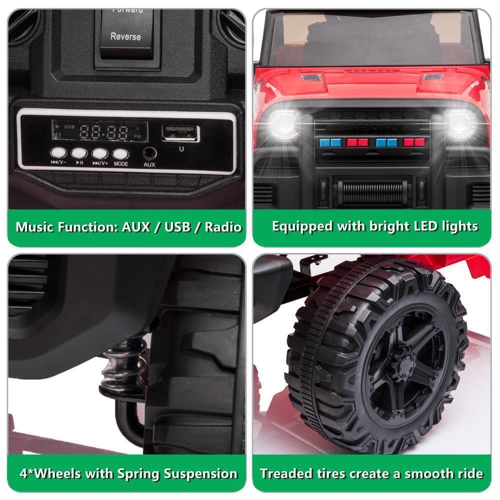 12V Kids Ride On Car Truck with Music, 3 Speeds, and Remote Control - Perfect Gift for Boys and Girls