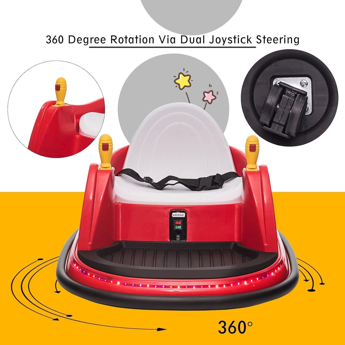 6V Electric Kids Ride-On Bumper Car with 360° Spin and Remote Control - Red Toddler Toy