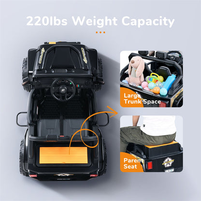 12V Electric Ride-On Car for Kids Ages 3-8 - Red/Black Truck Design