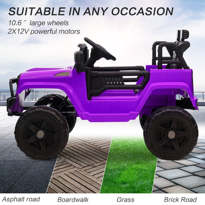 12V Kids Ride-On Power Wheels Remote Control Truck Vehicle Purple