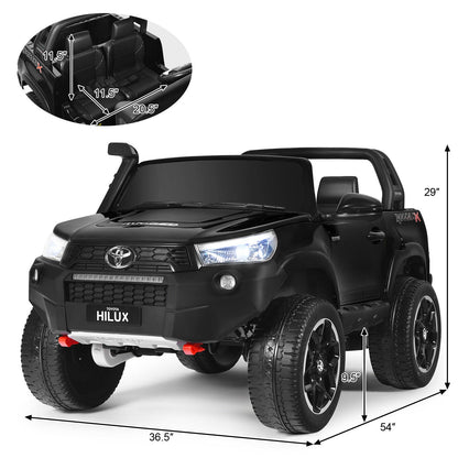 2-Seater Toyota Hilux Ride On Truck Car with Remote Control - Black