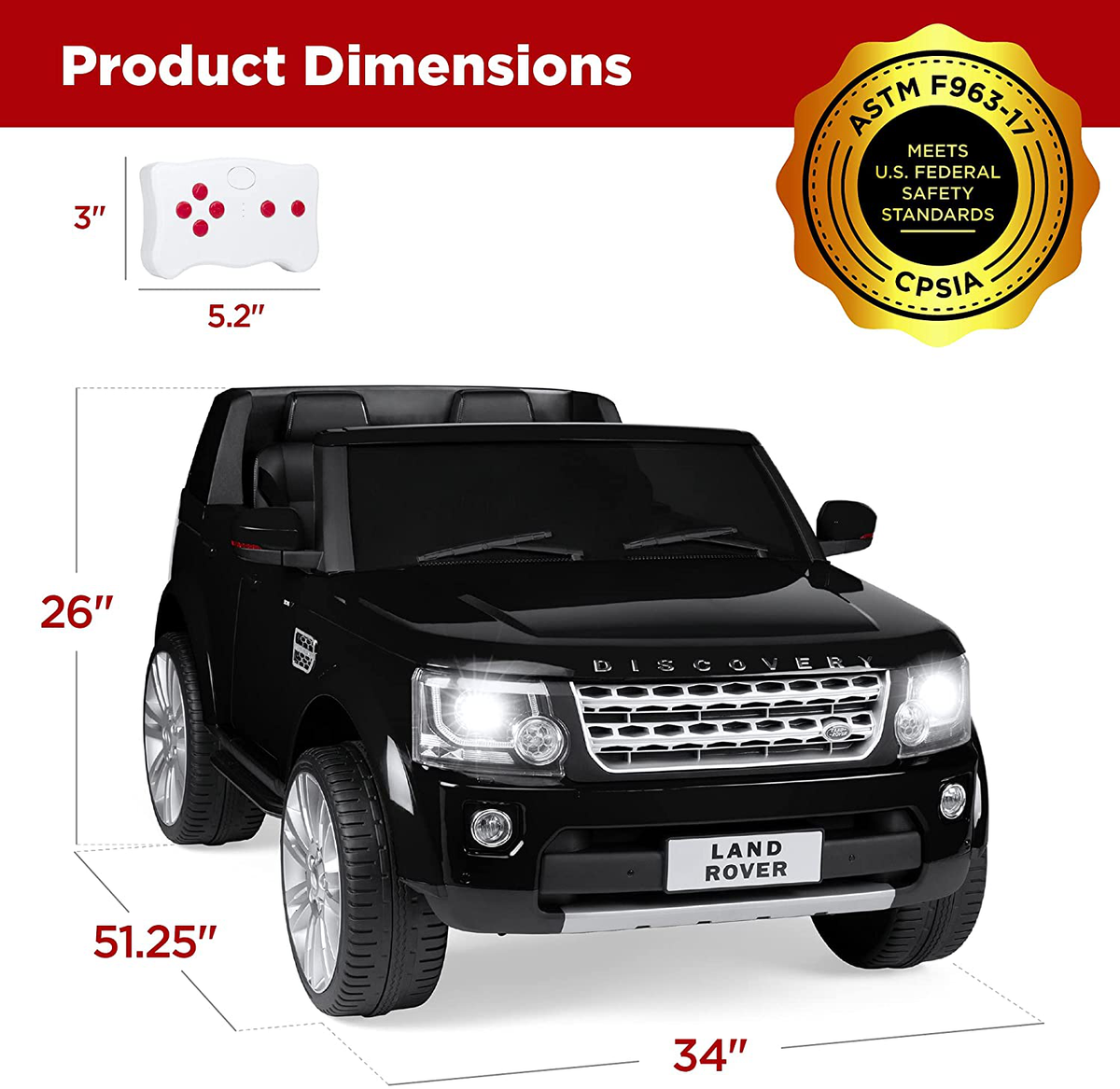 Best Choice Products 12V 3.7 MPH 2-Seater Licensed Land Rover Ride-On Vehicle for Kids