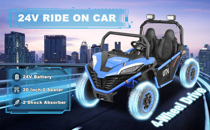 24V Kids 2-Seater Electric Ride-On UTV Truck with 4WD and 320W Motor, Remote Control