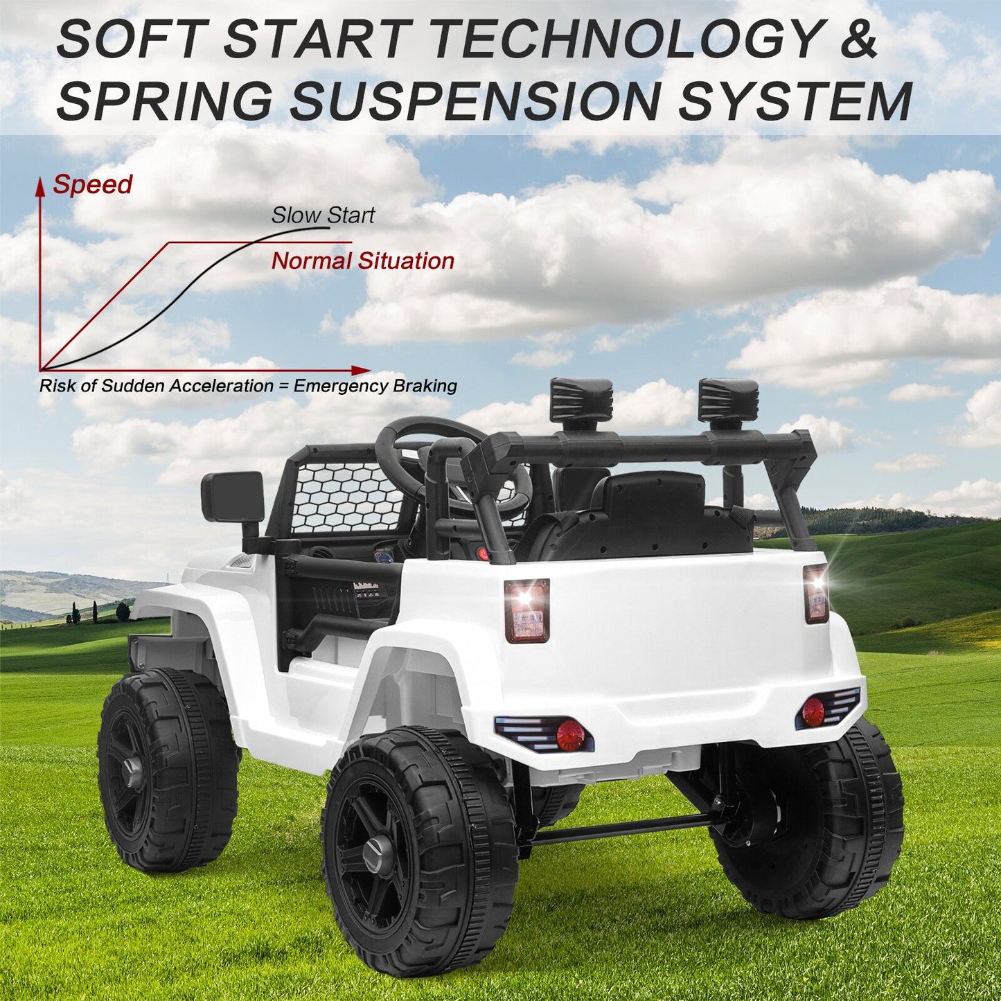 12V Kids Ride-On Truck with Remote Control, Power Wheels, and LED Lights
