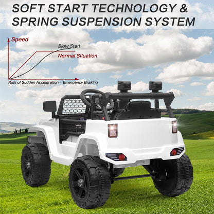 12V Kids Ride-On Truck with Remote Control, Power Wheels, and LED Lights
