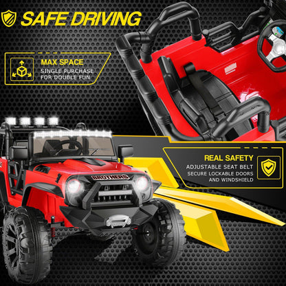 Electric 2-Seater Kids Jeep with 400W Motor, LED Lights, and 24V Battery