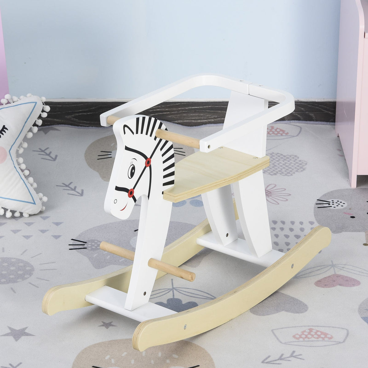 Classic Wooden Rocking Horse Ride-On Toy for Toddlers Ages 1-3 Years