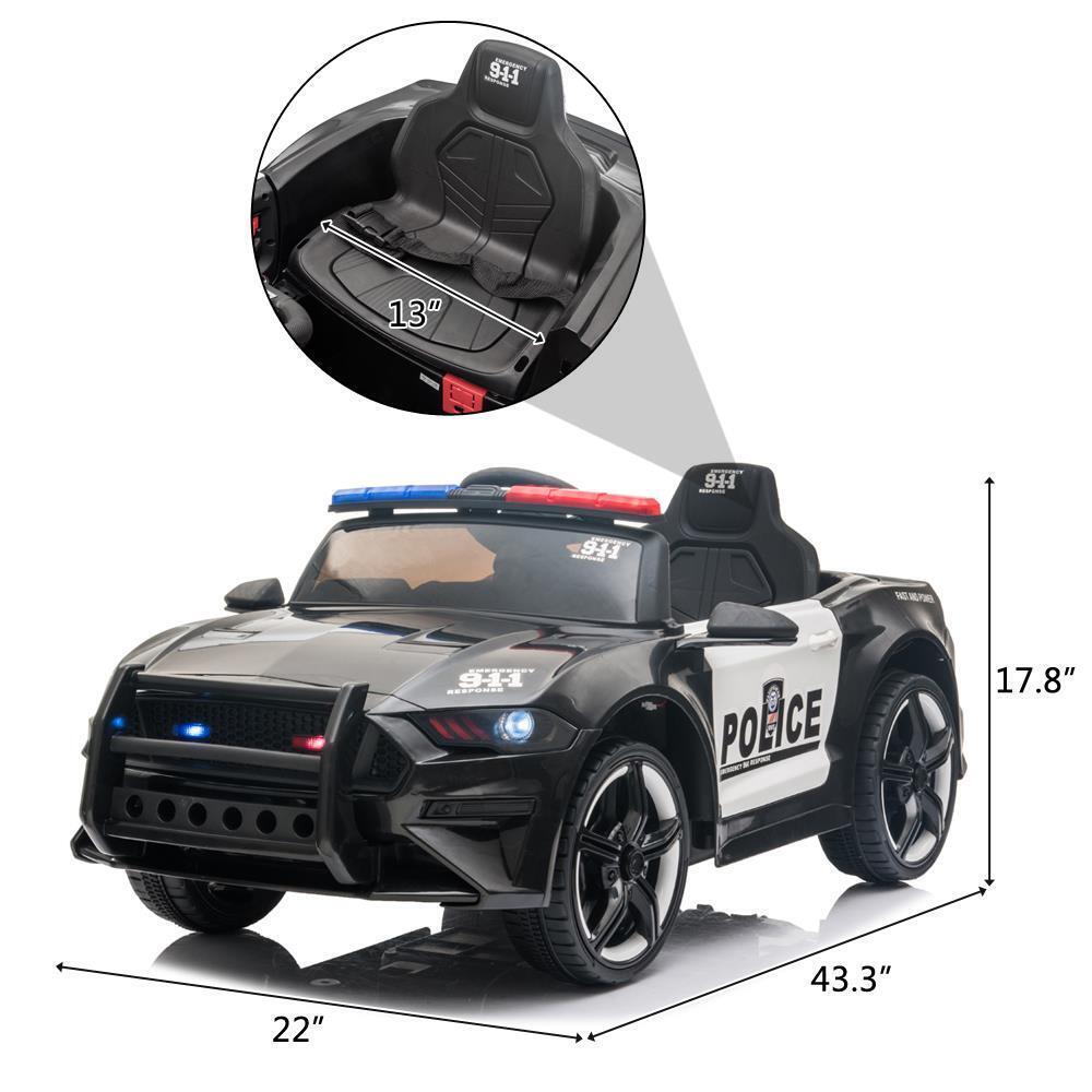 Highway Patrol Police Ride On Car Toy with Remote Control for Kids - Black