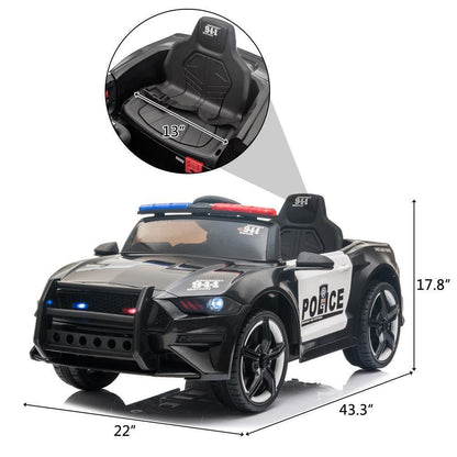 Highway Patrol Police Ride On Car Toy with Remote Control for Kids - Black