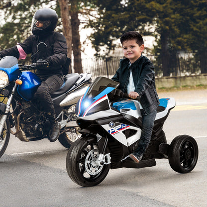 Electric Ride-On Motorcycle for Kids with LED Headlights and Non-Slip Wheels - White