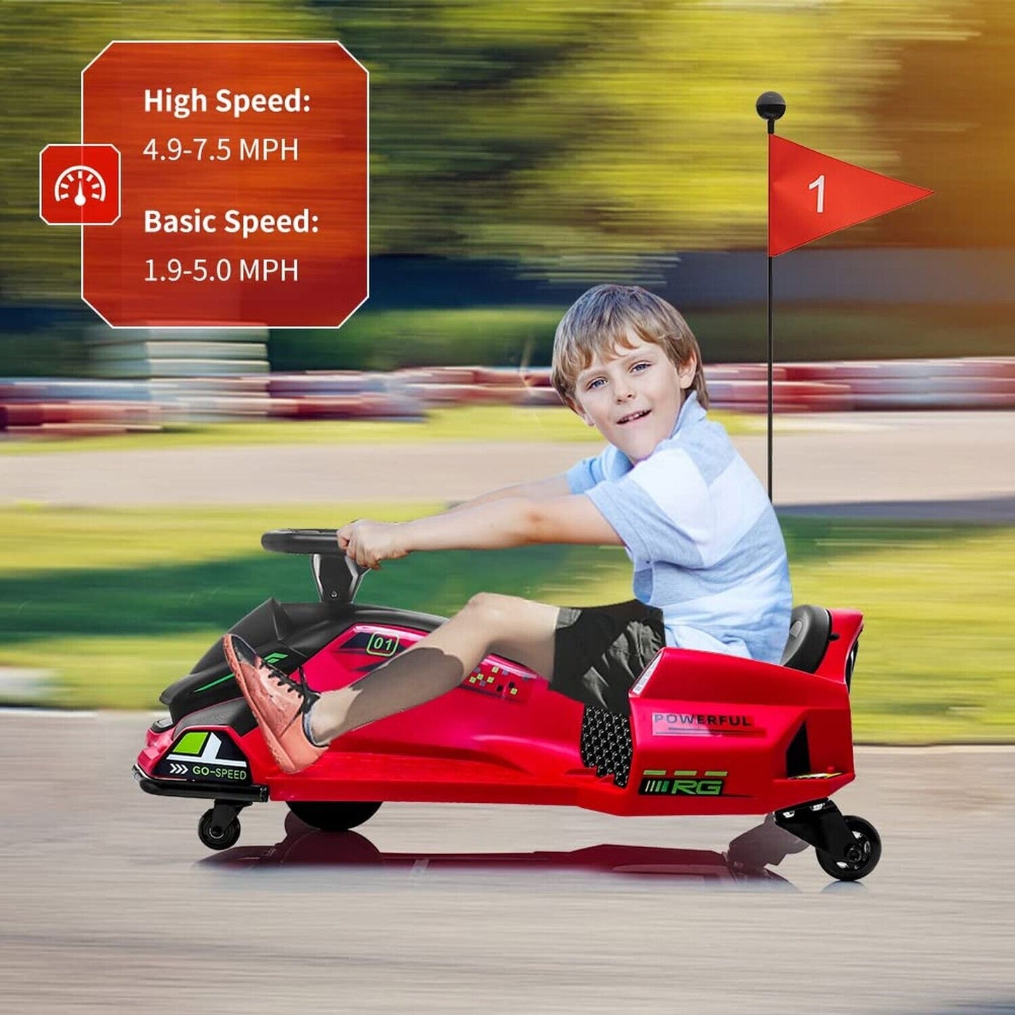Electric Drifting Go-Kart for Kids - 24V Ride-On Car with Speeds Up to 7.5 mph
