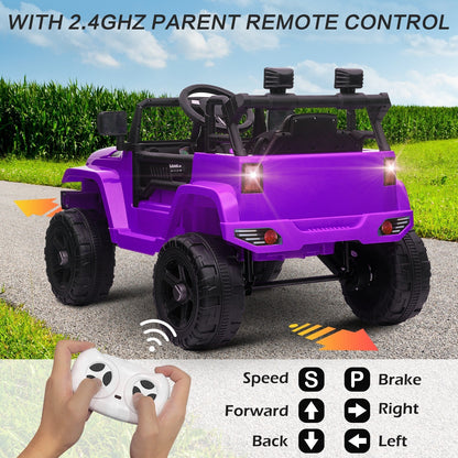 12V Kids Ride-On Power Wheels Remote Control Truck Vehicle Purple