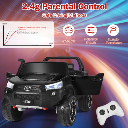 2-Seater Toyota Hilux Ride On Truck Car with Remote Control - Black