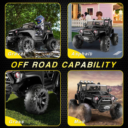 400W 2-Seater Electric Ride-On Jeep for Kids with LED Lights and Remote Control