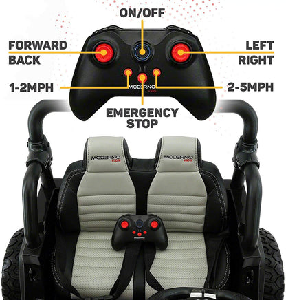 12V 2 Seater Children's Ride-On Jeep Truck - 2 High-Performance Motors, Illumination, Rubber Wheels + Remote Control