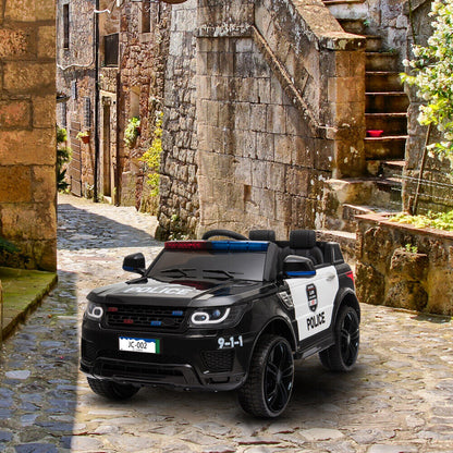 12V Children's Police Ride-On Vehicle with Electric Power, 2.4G Remote Control, and Flashing LED Lights