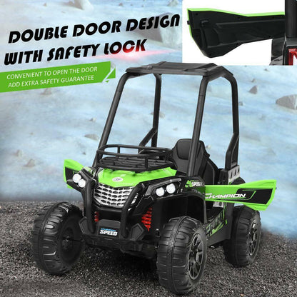 Off Road UTV Truck RC Electric Car for Kids - Ride On Toy with MP3 Player and Light Green Color - 12V