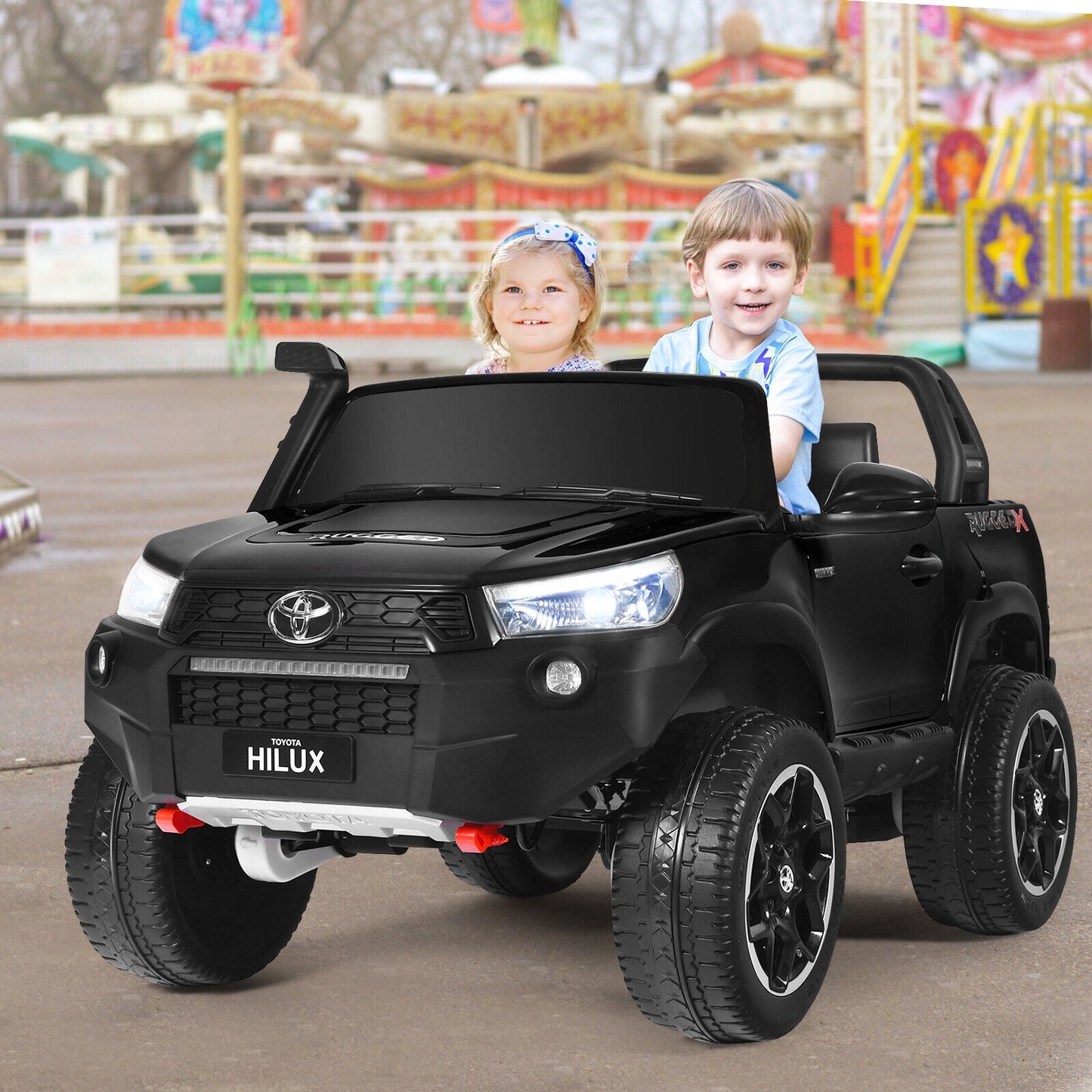 2-Seater Toyota Hilux Ride On Truck Car with Remote Control - Black