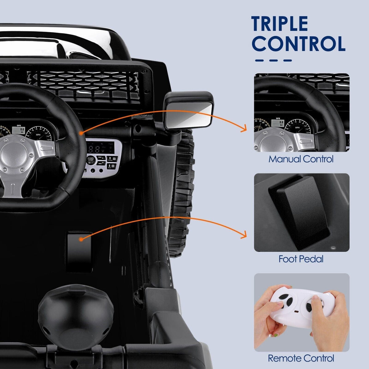 Electric Kids Ride-On Jeep Car with 12V/24V Power Wheels, Music, and Remote Control