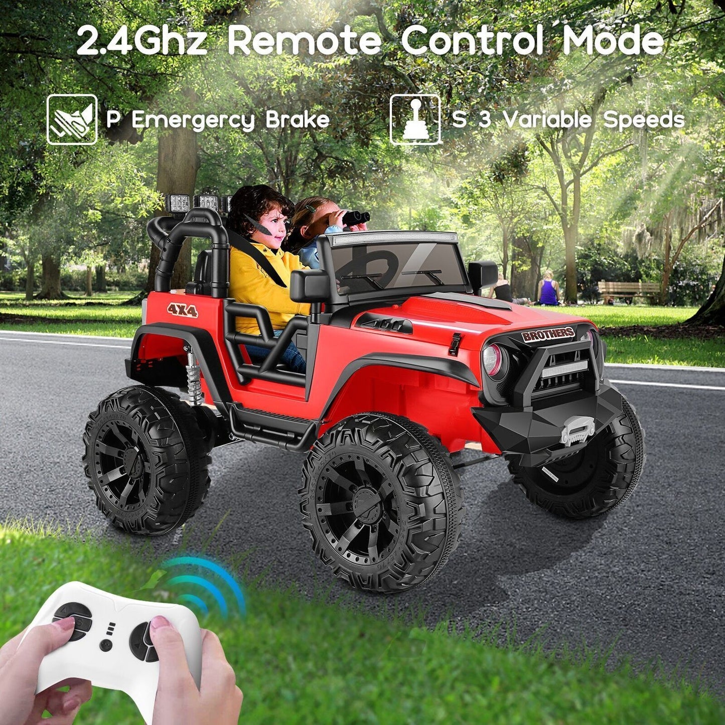 Electric 2-Seater Kids Jeep with LED Lights and 400W Motor - 24V Ride-On Truck Car