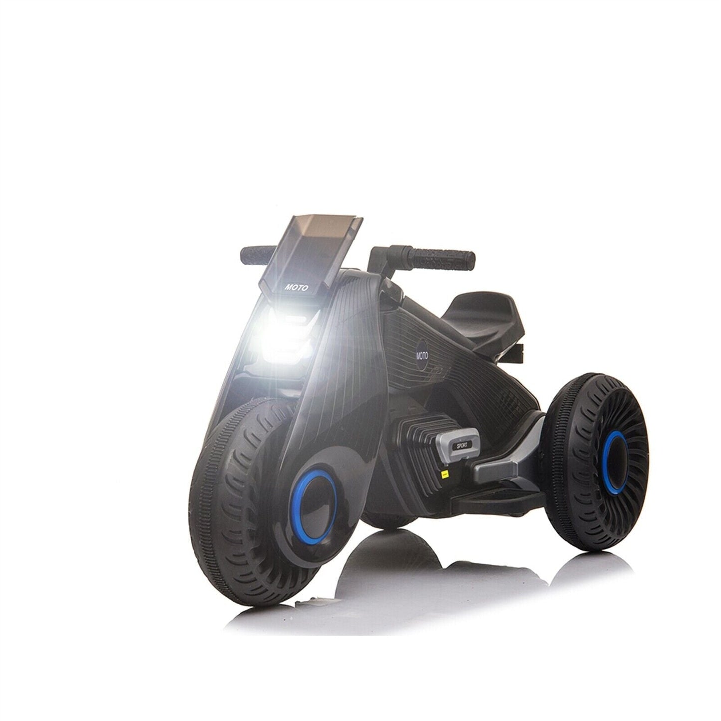 Black 3-Wheel Double Drive Electric Motorcycle for Kids
