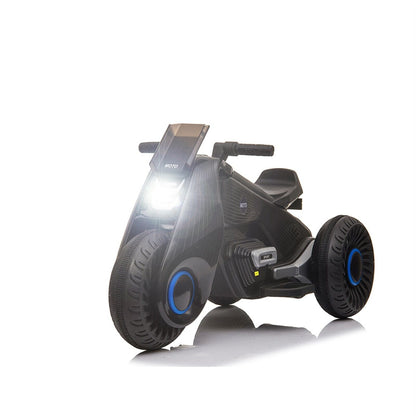 Black 3-Wheel Double Drive Electric Motorcycle for Kids