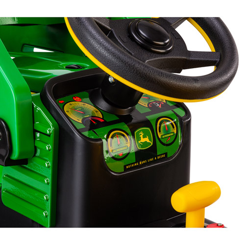 Adjustable Seat 12V Battery-Powered Ride-On Ground Loader with Flip-up Armrests