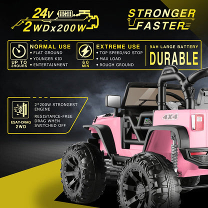 400W 2-Seater Electric Ride-On Jeep for Kids with LED Lights and Remote Control