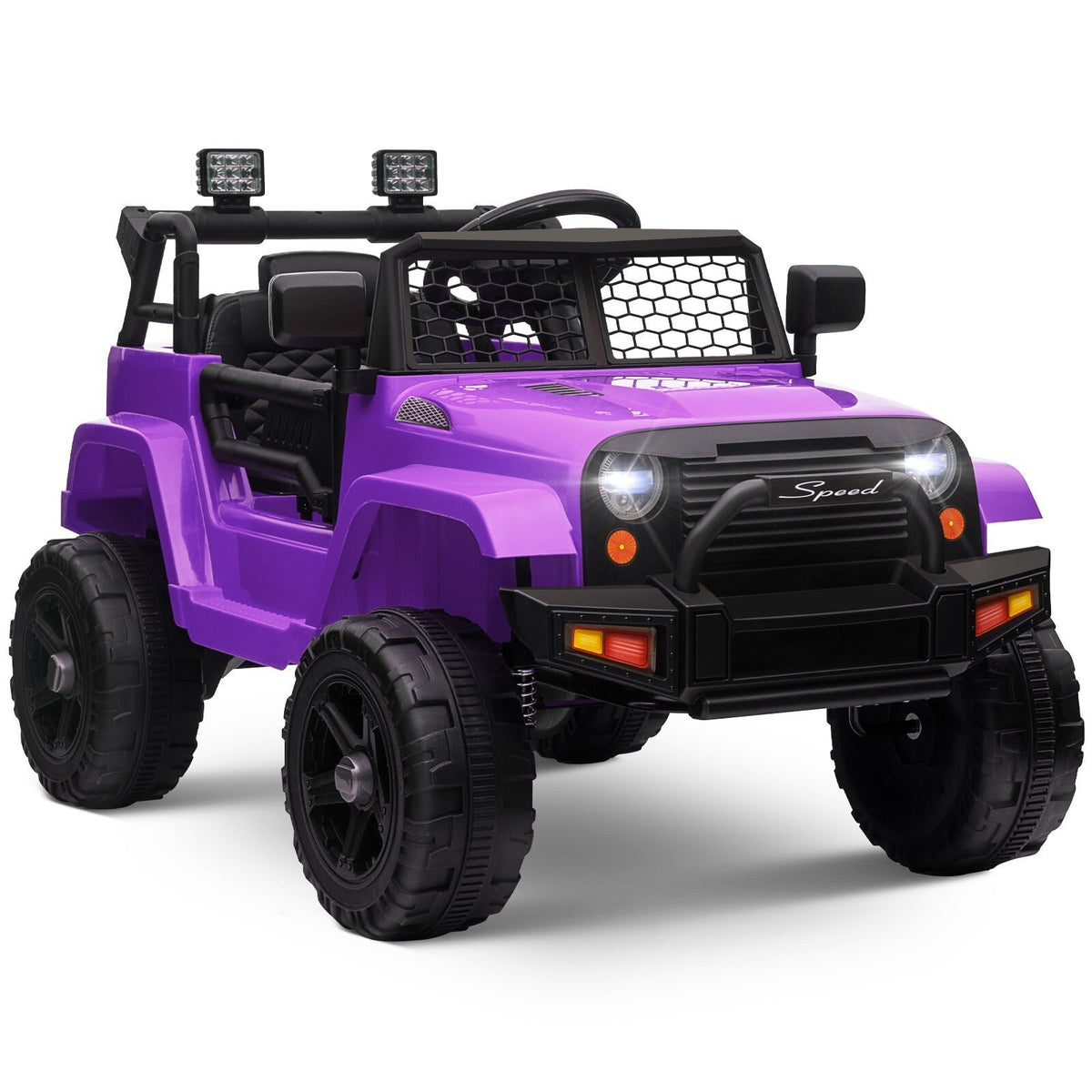 12V Kids Ride-On Truck with Power Wheels, LED Lights, and Parental Remote Control