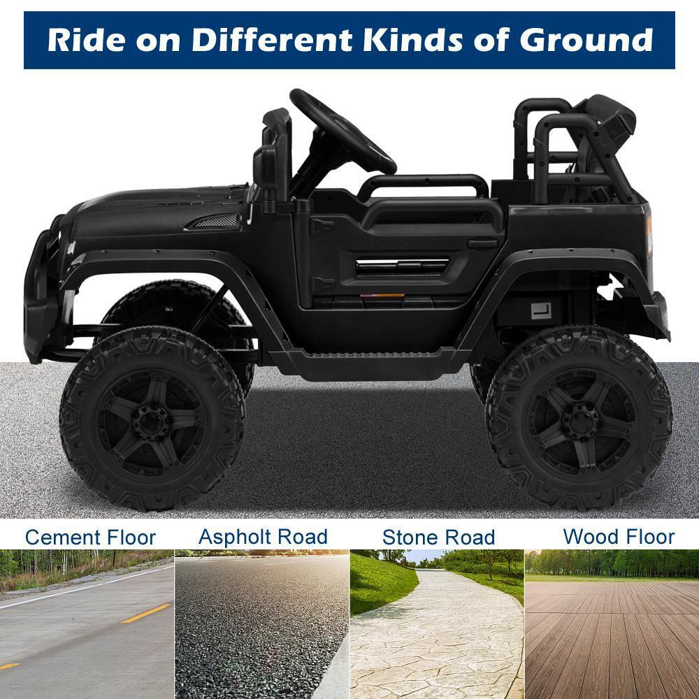 Electric 12V Black Kids Ride-On Truck with 2.4G Remote Control and 3 Speed Modes