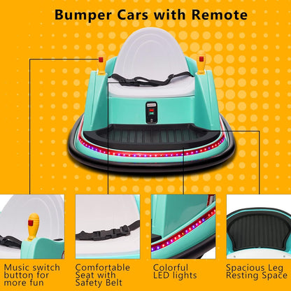 6V Electric Ride-On Bumper Car with Remote Control for Kids and Toddlers