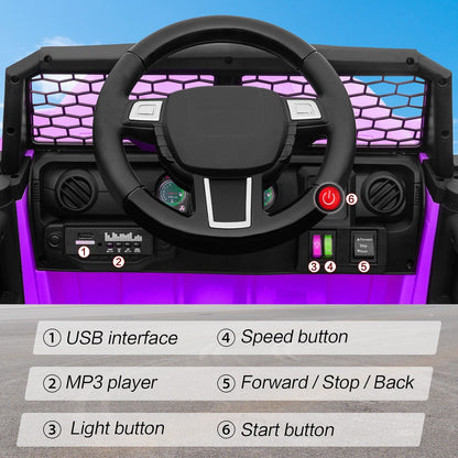 12V Kids Ride-On Power Wheels Remote Control Truck Vehicle Purple