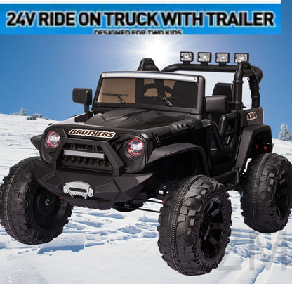 Electric 24V Battery Kids Ride On Car Toy Truck with USB, Bluetooth, and Remote Control Features