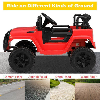 Electric 12V Red Kids Ride-On Truck with 2.4G Remote Control and 3 Speed Modes