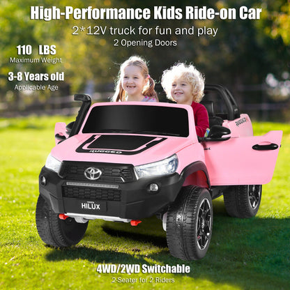 2-Seater 4WD Toyota Hilux Ride On Truck Car with Remote Control - Pink