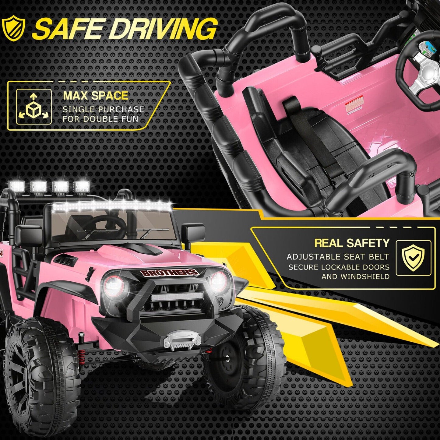 400W 2-Seater Electric Ride-On Jeep for Kids with LED Lights and Remote Control