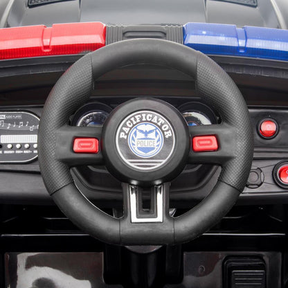 Highway Patrol Police Ride On Car Toy with Remote Control for Kids - Black