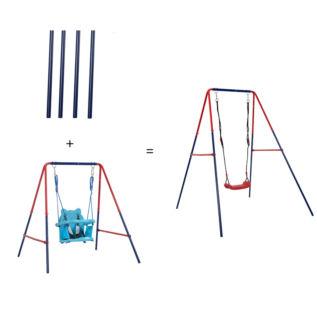 Green and Blue Baby Swing Set 2-in-1 Plastic Safe Mental Development Toy