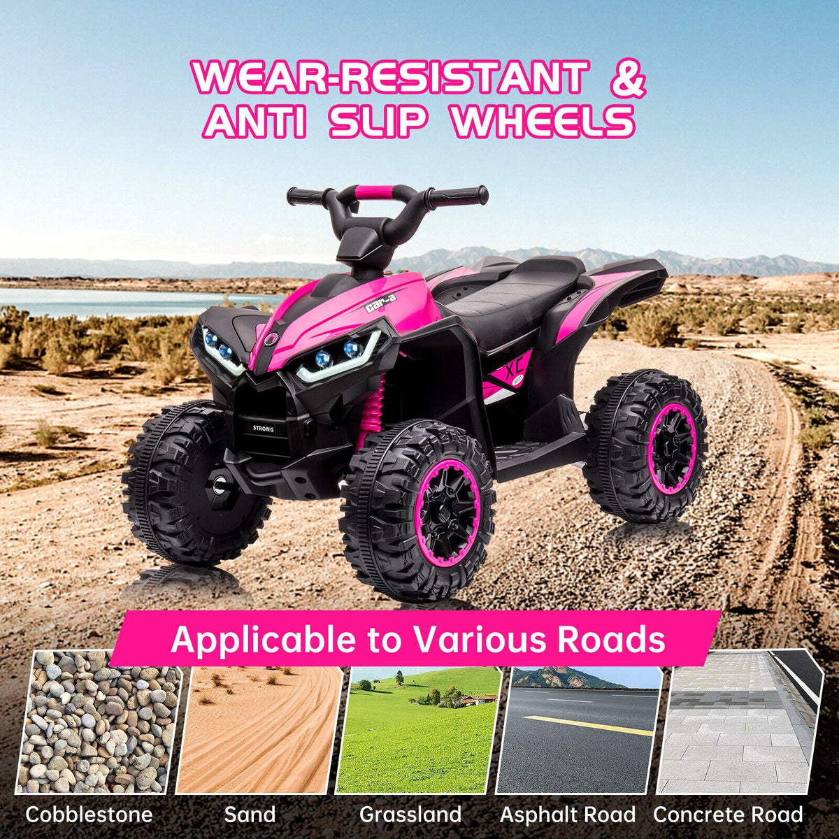 Electric 4-Wheels Car Truck ATV for Kids Ages 3+: 12V Battery Powered Ride On Toy