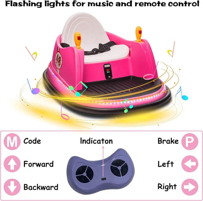 12V Electric Kids Ride-On Bumper Car with Remote Control and 360° Spin for Toddlers
