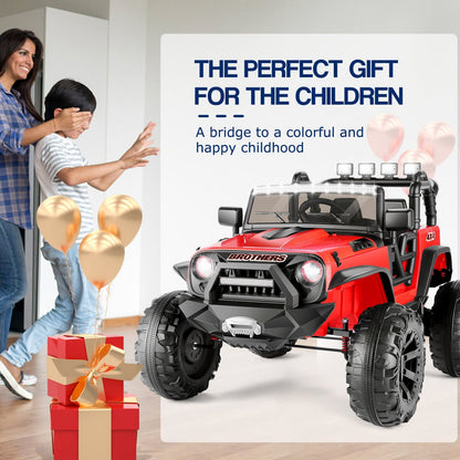 Electric 2-Seater Kids Jeep with 400W Motor, LED Lights, and 24V Battery